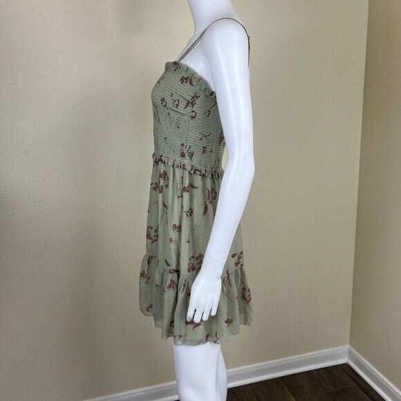 Wilfred Womens Size M Green Tempest Sleeveless Smocked Tiered Chiffon Mini Dress - Picture 5 of 15